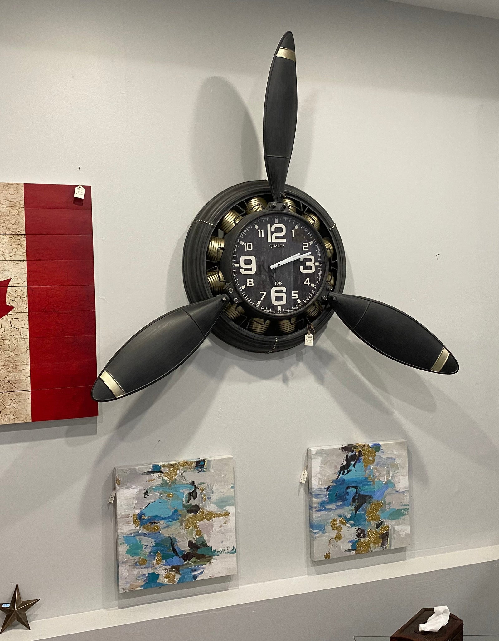 Metal Airplane Propeller Wall Décor clock by Peterson Housewares & Artwares