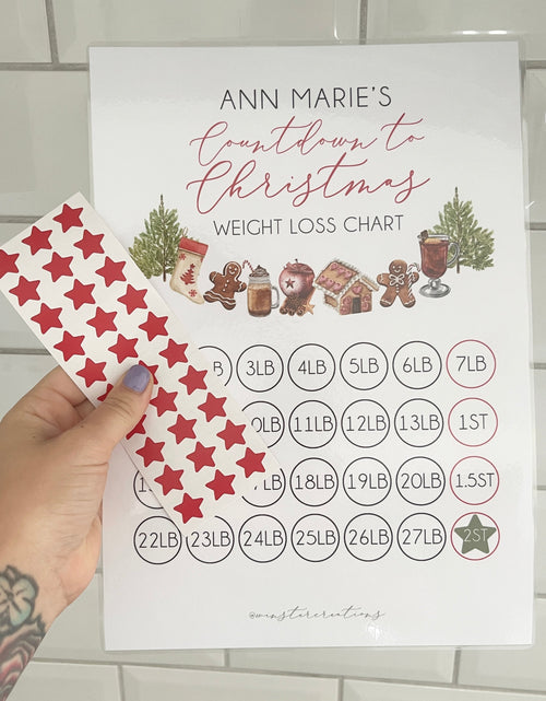 Load image into Gallery viewer, Personalised Name Countdown To Christmas A4 Weight Loss Chart Tracker Print - st. lb Units - Laminated With Stars by WinsterCreations™ Official Store
