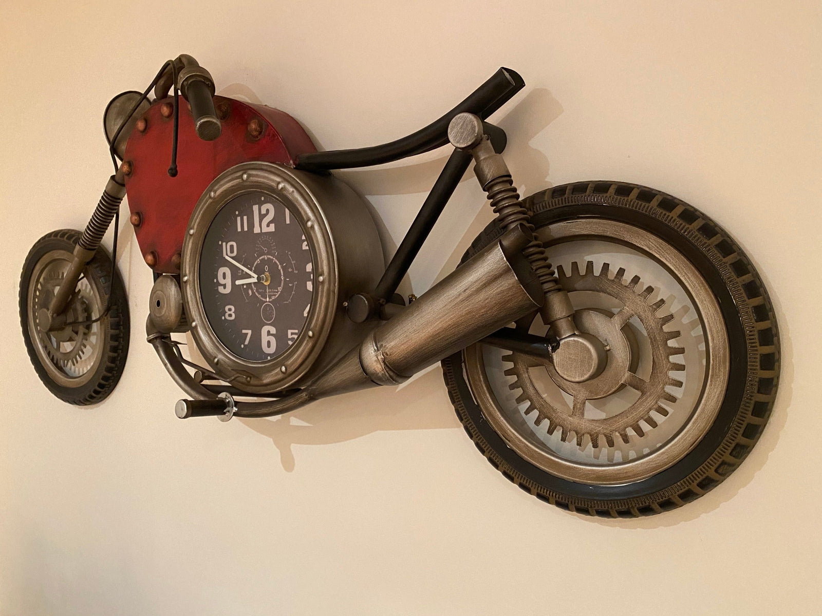 Wall clock - Vintage Motorcycle Wall Clock by Peterson Housewares & Artwares