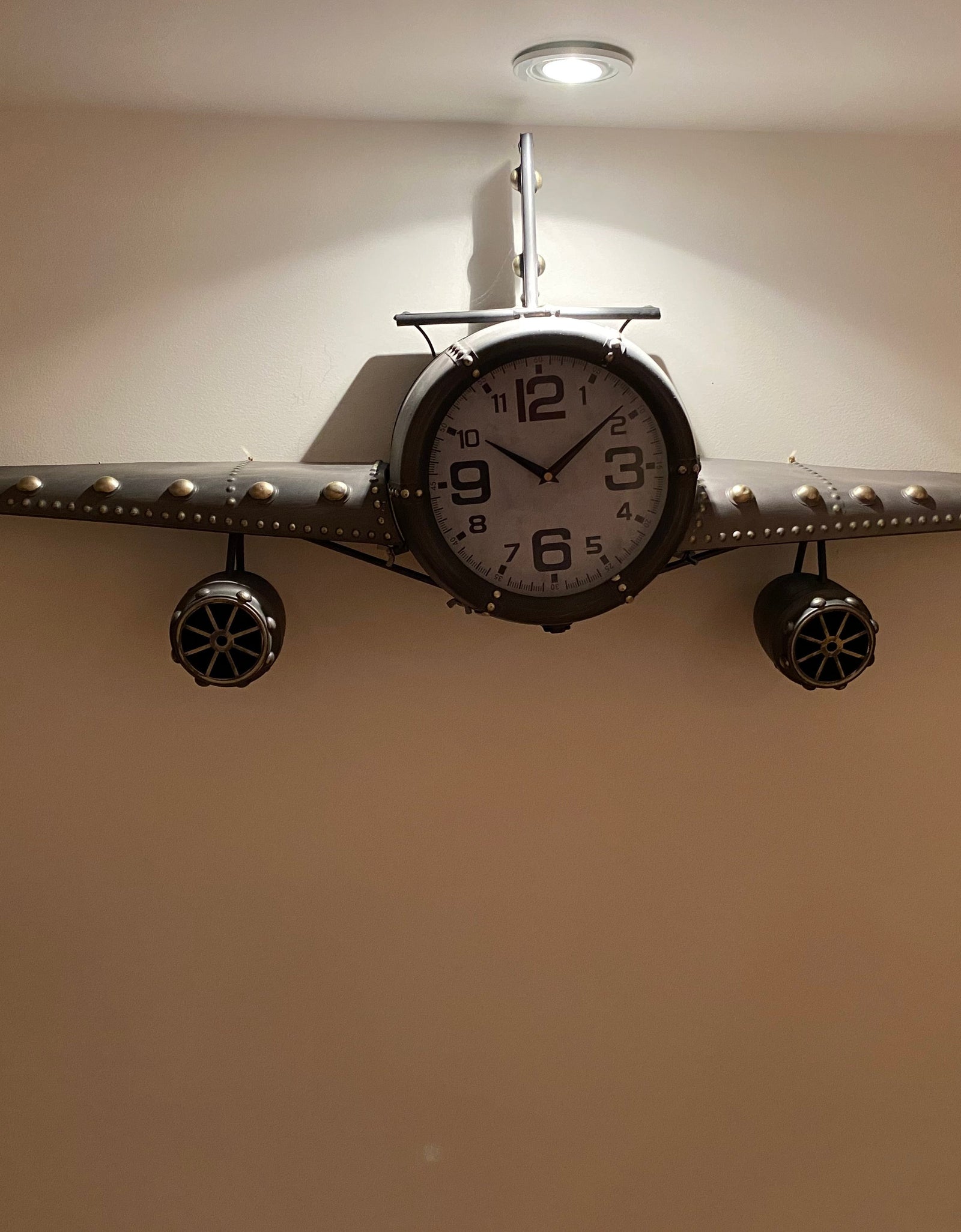 Wall clock - Metal Medium  Vintage Fighter Jet Wall Clock by Peterson Housewares & Artwares