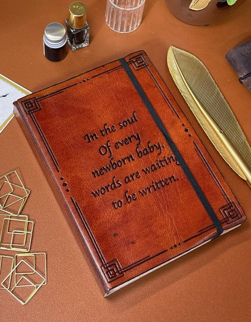 Load image into Gallery viewer, New Born Baby Quote Leather Journal - 7x5 by Soothi
