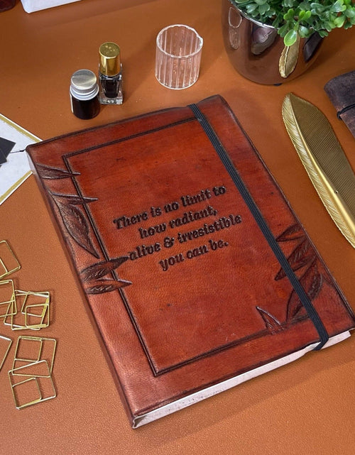 Load image into Gallery viewer, No Limit Quote Leather Journal - 8x6 Size by Soothi
