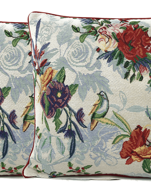 Load image into Gallery viewer, DaDa Bedding Elegant Tropical Paradise Birds Floral Tapestry Throw Pillow Covers 16" (18116) by DaDa Bedding Collection
