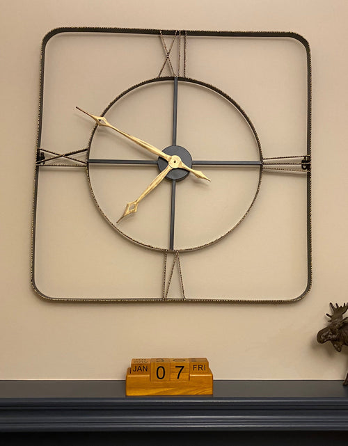 Load image into Gallery viewer, Wall clock - Square Wrought Iran antique wall clock by Peterson Housewares &amp; Artwares
