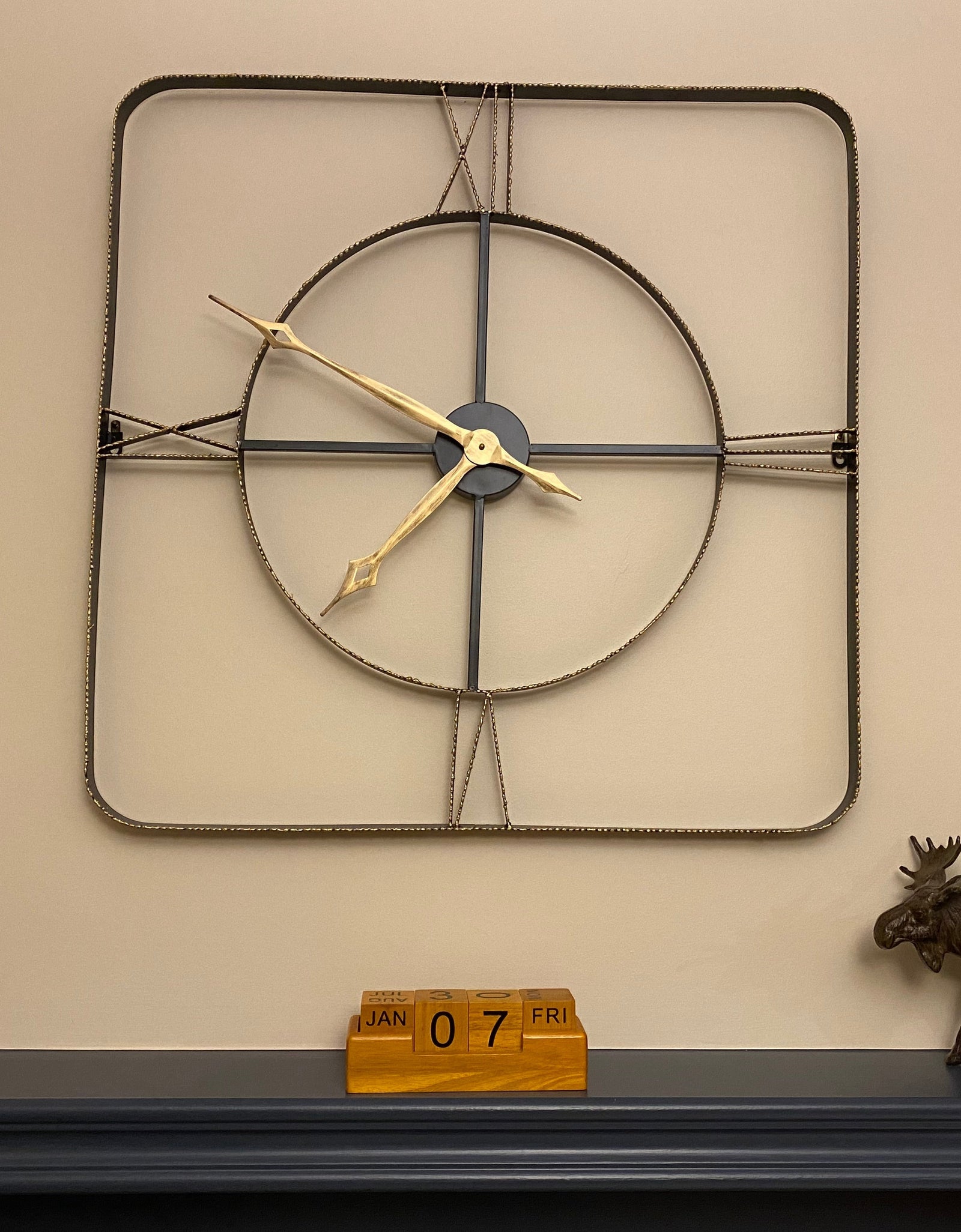 Wall clock - Square Wrought Iran antique wall clock by Peterson Housewares & Artwares