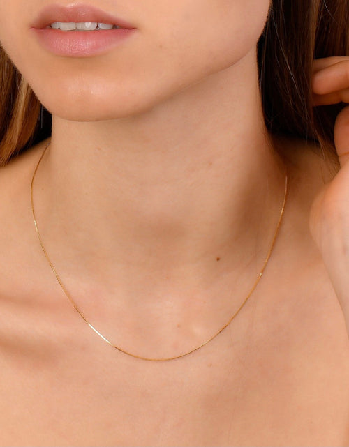 Load image into Gallery viewer, 10K Yellow Gold Box Chain Necklace, Italian Made 10K Gold Spring Ring Clasp by Donatello Gian
