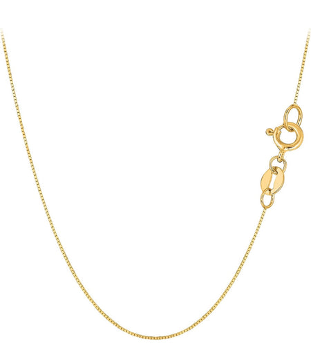 10K Yellow Gold Box Chain Necklace, Italian Made 10K Gold Spring Ring Clasp by Donatello Gian