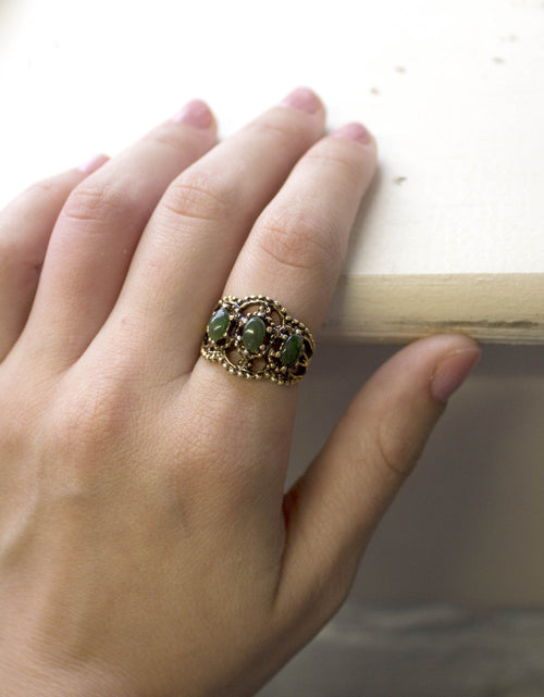 Load image into Gallery viewer, Vintage Ring Austrian Crystal Cocktail Ring Antique 18k Gold Womans Jewelry by PVD Vintage Jewelry
