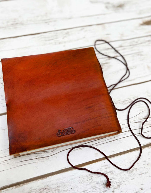 Load image into Gallery viewer, World Map 7x7 Artist Handmade Leather Journal by Soothi
