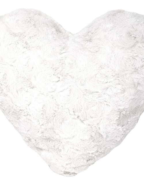 Load image into Gallery viewer, DaDa Bedding White Luxury Roses Romantic Plush Stuffed Heart Throw Pillow - 16” x 14” by DaDa Bedding Collection
