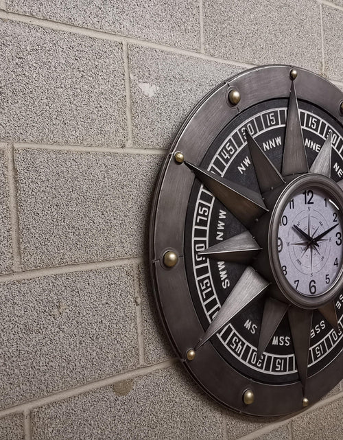 Load image into Gallery viewer, Wall clock - Compass Metal Wall Clock by Peterson Housewares &amp; Artwares

