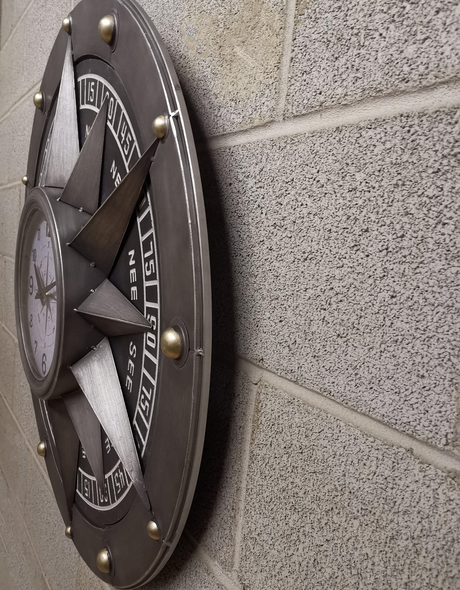 Wall clock - Compass Metal Wall Clock by Peterson Housewares & Artwares