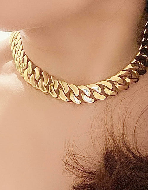 Load image into Gallery viewer, C160G B.Tiff 16mm Gold Plated Flat Cuban Link Necklace by B.Tiff New York
