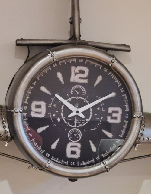 Load image into Gallery viewer, Large Rustic Vintage Fighter Wall Clock - Metal (large) by Peterson Housewares &amp; Artwares
