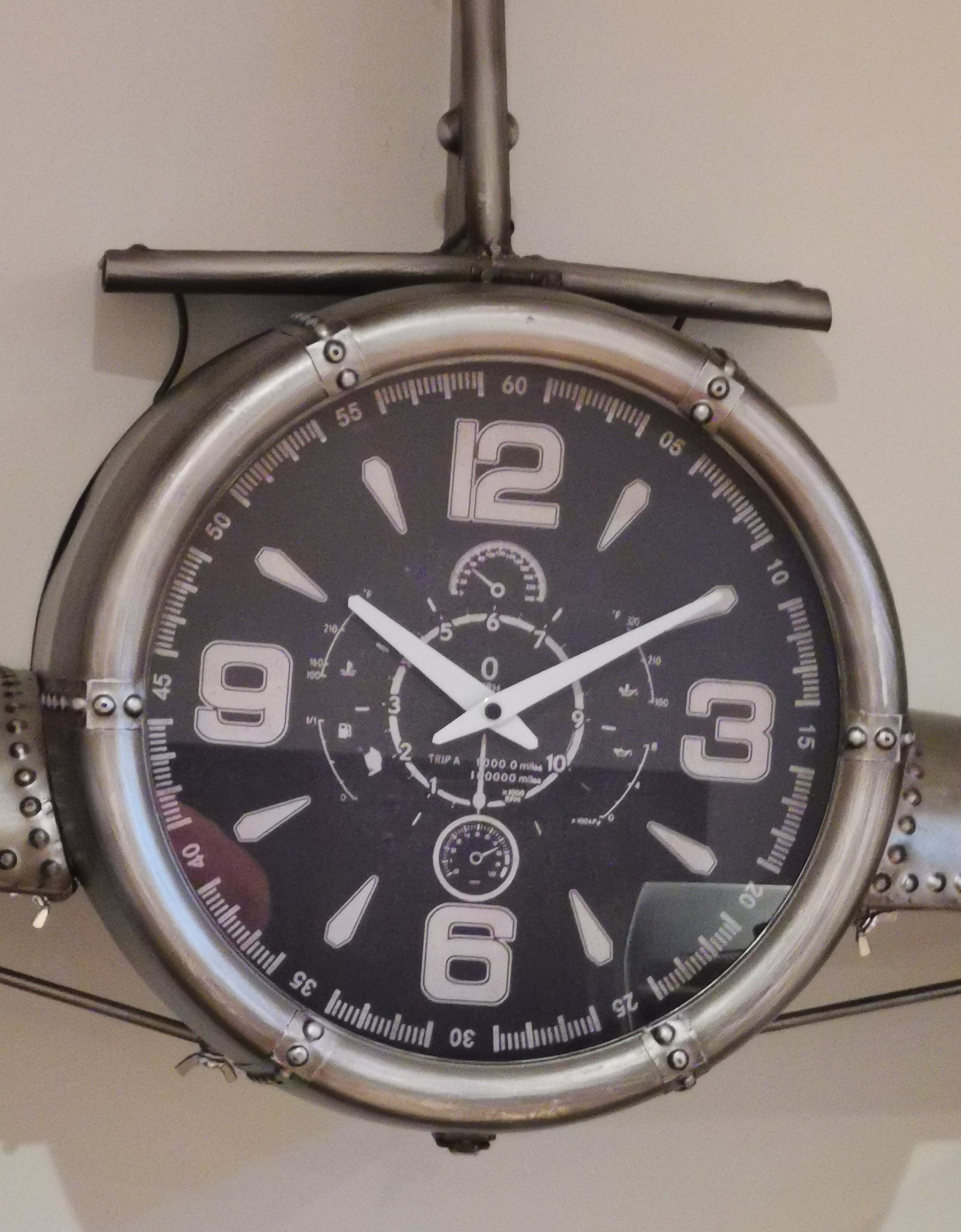 Large Rustic Vintage Fighter Wall Clock - Metal (large) by Peterson Housewares & Artwares