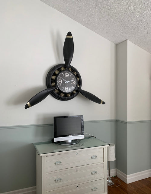 Load image into Gallery viewer, Metal Airplane Propeller Wall Décor clock by Peterson Housewares &amp; Artwares
