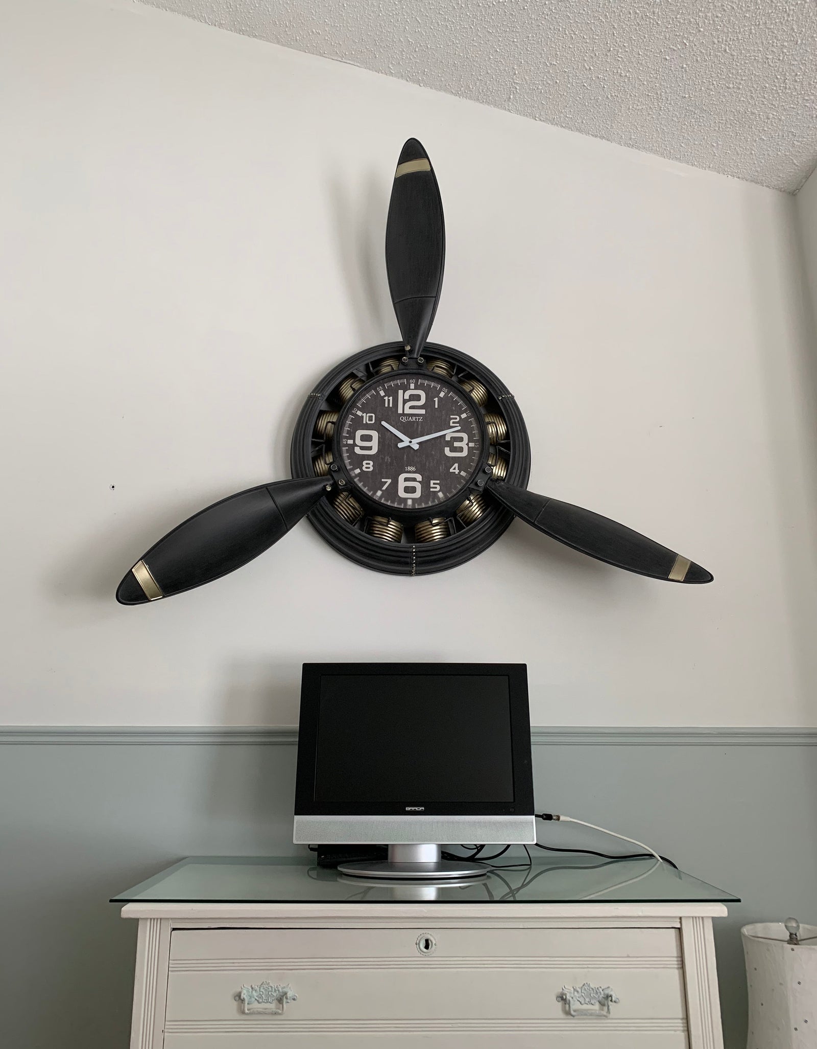 Metal Airplane Propeller Wall Décor clock by Peterson Housewares & Artwares