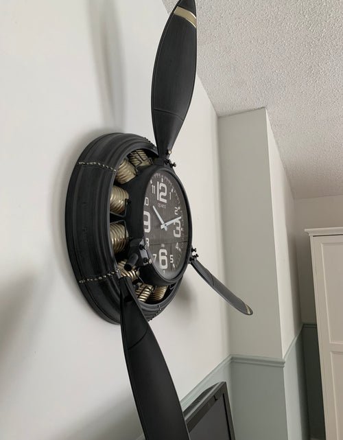 Load image into Gallery viewer, Metal Airplane Propeller Wall Décor clock by Peterson Housewares &amp; Artwares
