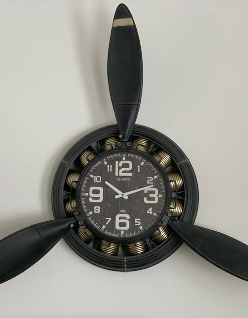 Load image into Gallery viewer, Metal Airplane Propeller Wall Décor clock by Peterson Housewares &amp; Artwares
