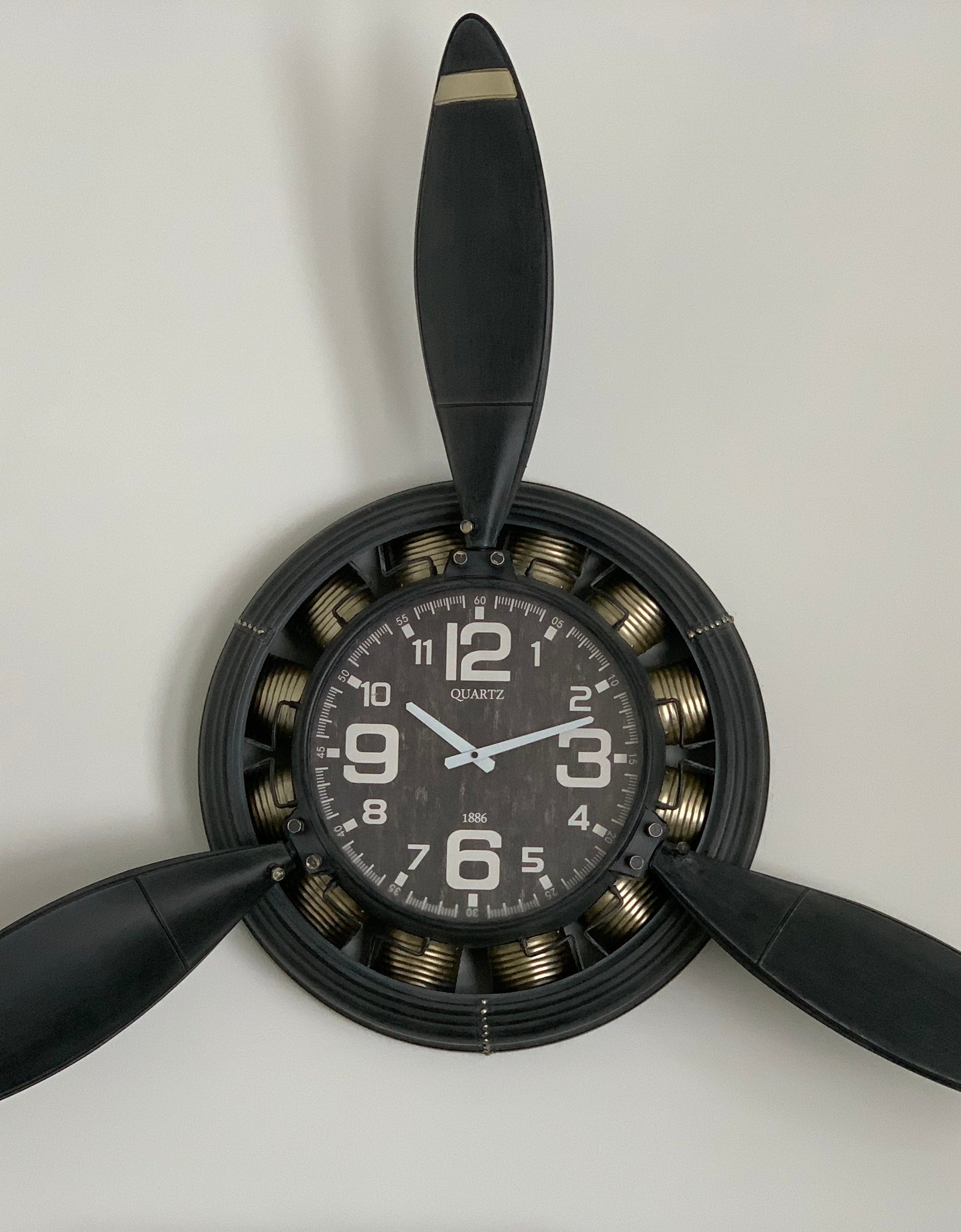 Metal Airplane Propeller Wall Décor clock by Peterson Housewares & Artwares