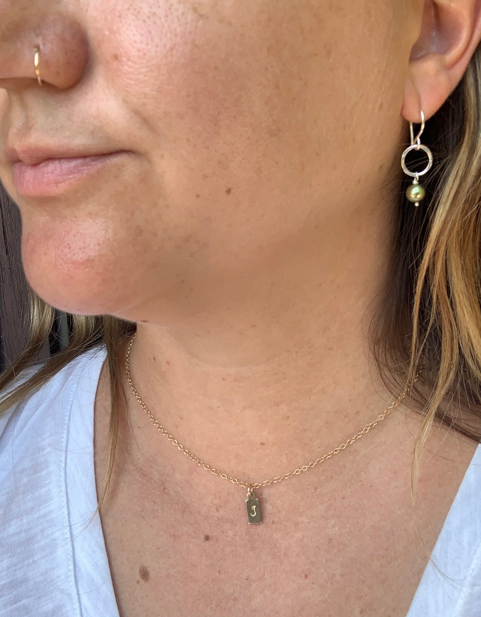 Initial Tag Necklace by Jennifer Cervelli Jewelry