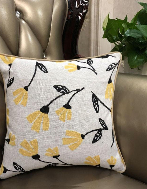 Load image into Gallery viewer, DaDa Bedding Yellow Fleur Floral Botanical Spring Tapestry Throw Pillow Cover, 16" x 16" (18112) by DaDa Bedding Collection
