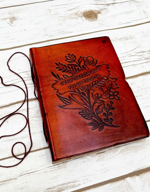 Load image into Gallery viewer, Grow Through Quote Leather Journal - 8x6 Size by Soothi
