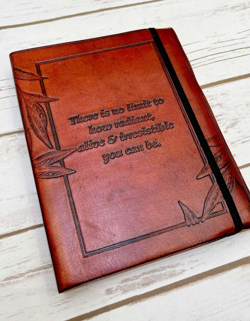 Load image into Gallery viewer, No Limit Quote Leather Journal - 8x6 Size by Soothi
