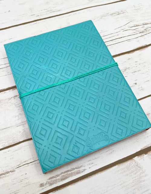 Load image into Gallery viewer, Custom Leather Journals - Lined, Blue Tone 8x6 by Soothi
