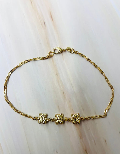 Load image into Gallery viewer, RMZ GOLD NYC 18K Gold Cute Teddy Bear Singapore link anklet
