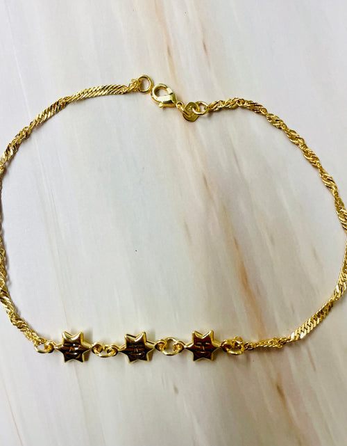 Load image into Gallery viewer, 18K Gold Star Singapore link anklet
