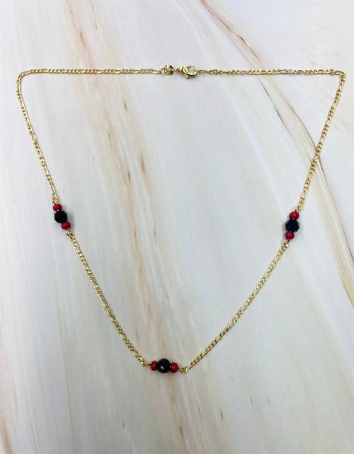 Load image into Gallery viewer, RMZ GOLD NYC 18K Gold Cute Azabache Figaro Chain Necklace
