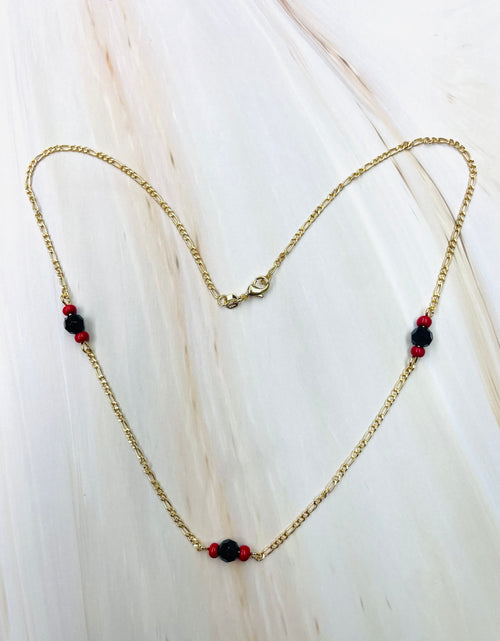 Load image into Gallery viewer, RMZ GOLD NYC 18K Gold Cute Azabache Figaro Chain Necklace

