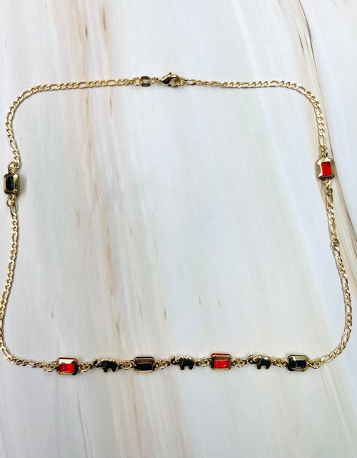 Load image into Gallery viewer, RMZ GOLD NYC 18K Gold Cute Elephant Azabache Figaro Chain Necklace
