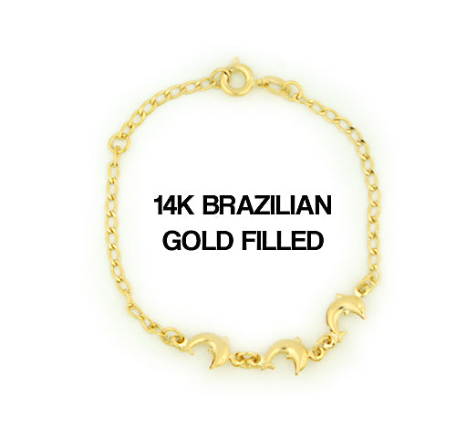 Load image into Gallery viewer, 14k Brazilian Gold Filled Figaro Dolphin Bracelet 5''
