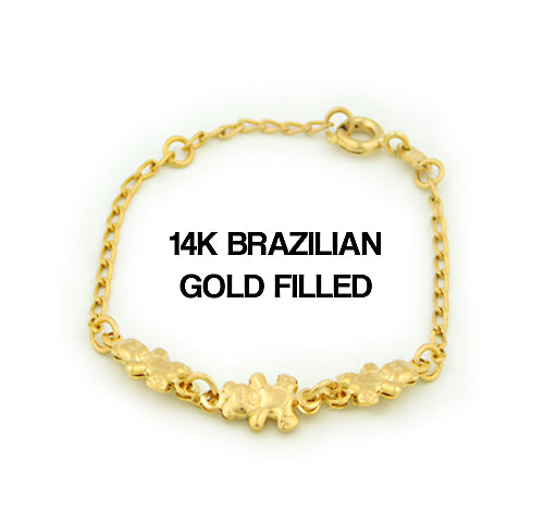 Load image into Gallery viewer, 14k Brazilian Gold Filled Figaro Teddy Bear Bracelet 5''
