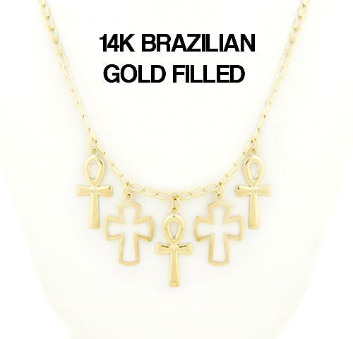 Load image into Gallery viewer, 14k Brazilian Gold Filled Ankh cross Chain 18''
