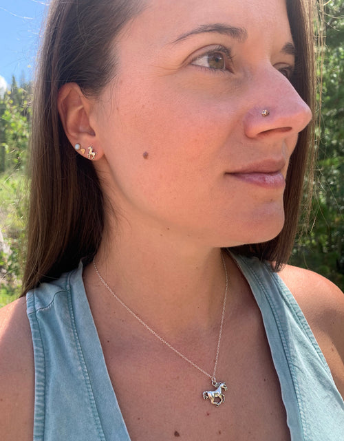 Load image into Gallery viewer, Running Horse Charm Necklace by Jennifer Cervelli Jewelry
