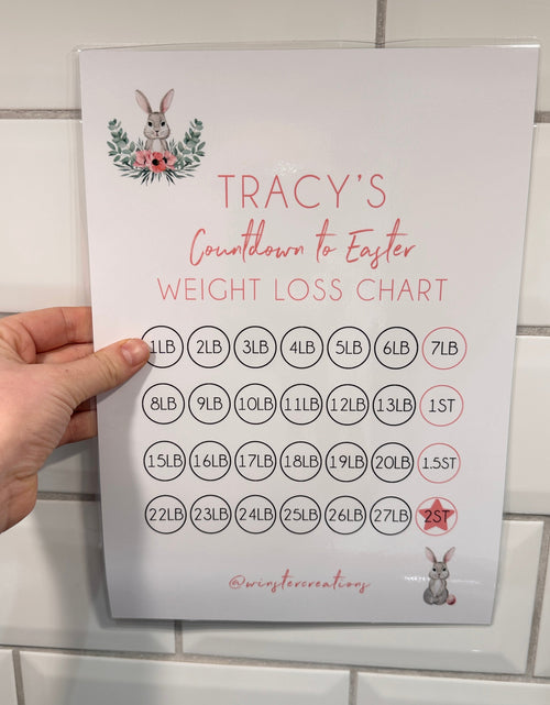 Load image into Gallery viewer, Personalised Name Countdown To Easter Spring A4 Weight Loss Diet Slimming Chart Tracker Print - st. lb Units - Laminated With Stars by WinsterCreations™ Official Store
