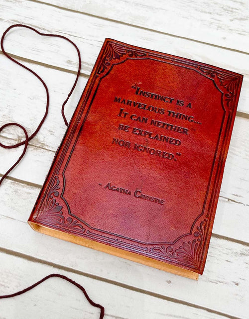 Load image into Gallery viewer, Instinct Is A Marvelous Thing Agatha Christie Quote Leather Journal - 7x5 by Soothi
