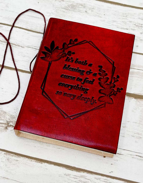 Load image into Gallery viewer, Feel Deeply Quote Leather Journal - 7x5 by Soothi
