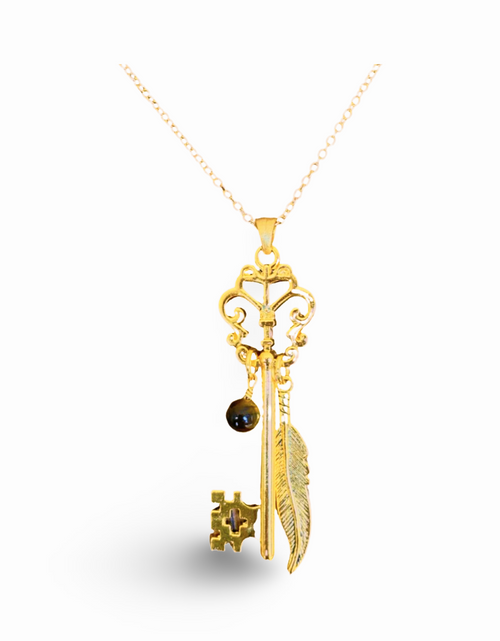 Load image into Gallery viewer, Butterfly Skeleton Key Necklace by The Urban Charm
