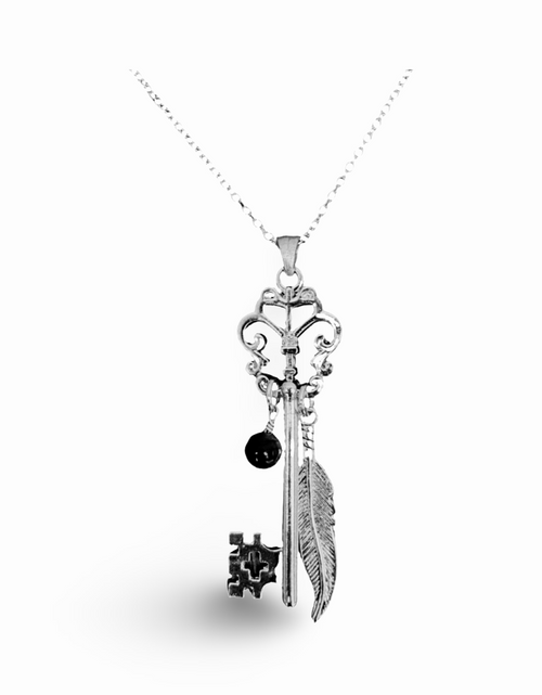 Load image into Gallery viewer, Butterfly Skeleton Key Necklace by The Urban Charm
