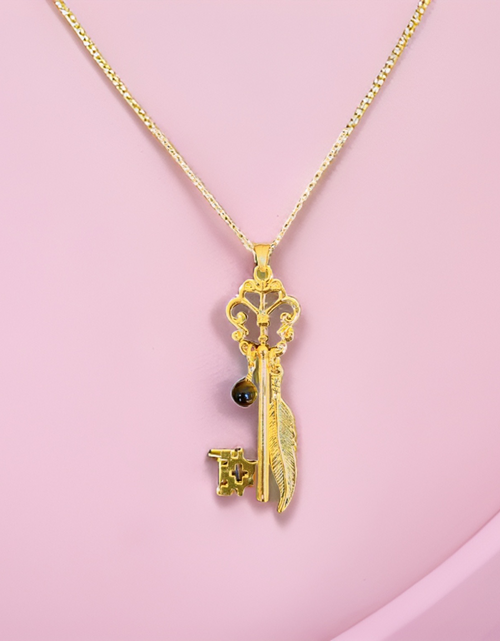 Load image into Gallery viewer, Butterfly Skeleton Key Necklace by The Urban Charm
