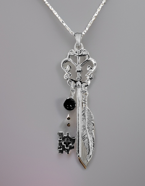 Load image into Gallery viewer, Butterfly Skeleton Key Necklace by The Urban Charm
