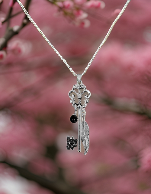 Load image into Gallery viewer, Butterfly Skeleton Key Necklace by The Urban Charm
