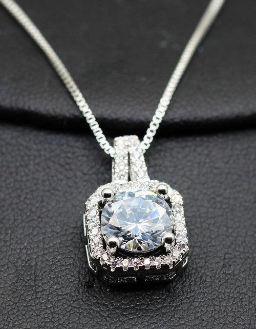 Load image into Gallery viewer, Two Carat Halo Cubic Zirconia Pendant Necklace by Hollywood Sensation®
