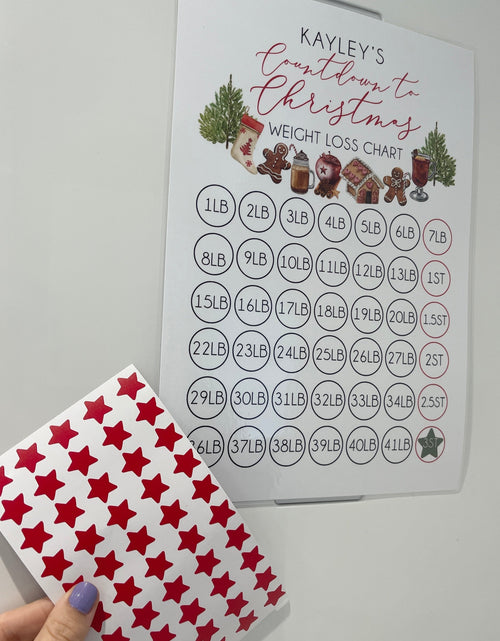 Load image into Gallery viewer, Personalised Name Countdown To Christmas A4 Weight Loss Chart Tracker Print - st. lb Units - Laminated With Stars by WinsterCreations™ Official Store
