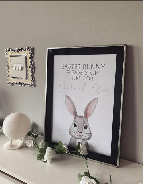 Load image into Gallery viewer, Easter Bunny Please Stop Here Name Spring Easter Seasonal Wall Home Decor Print by WinsterCreations™ Official Store
