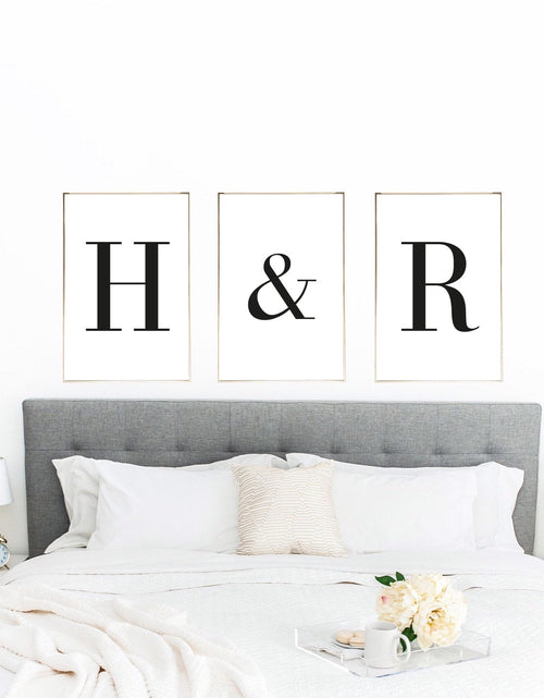 Load image into Gallery viewer, Couple Initials Black Set Of 3 Bedroom Prints by WinsterCreations™ Official Store
